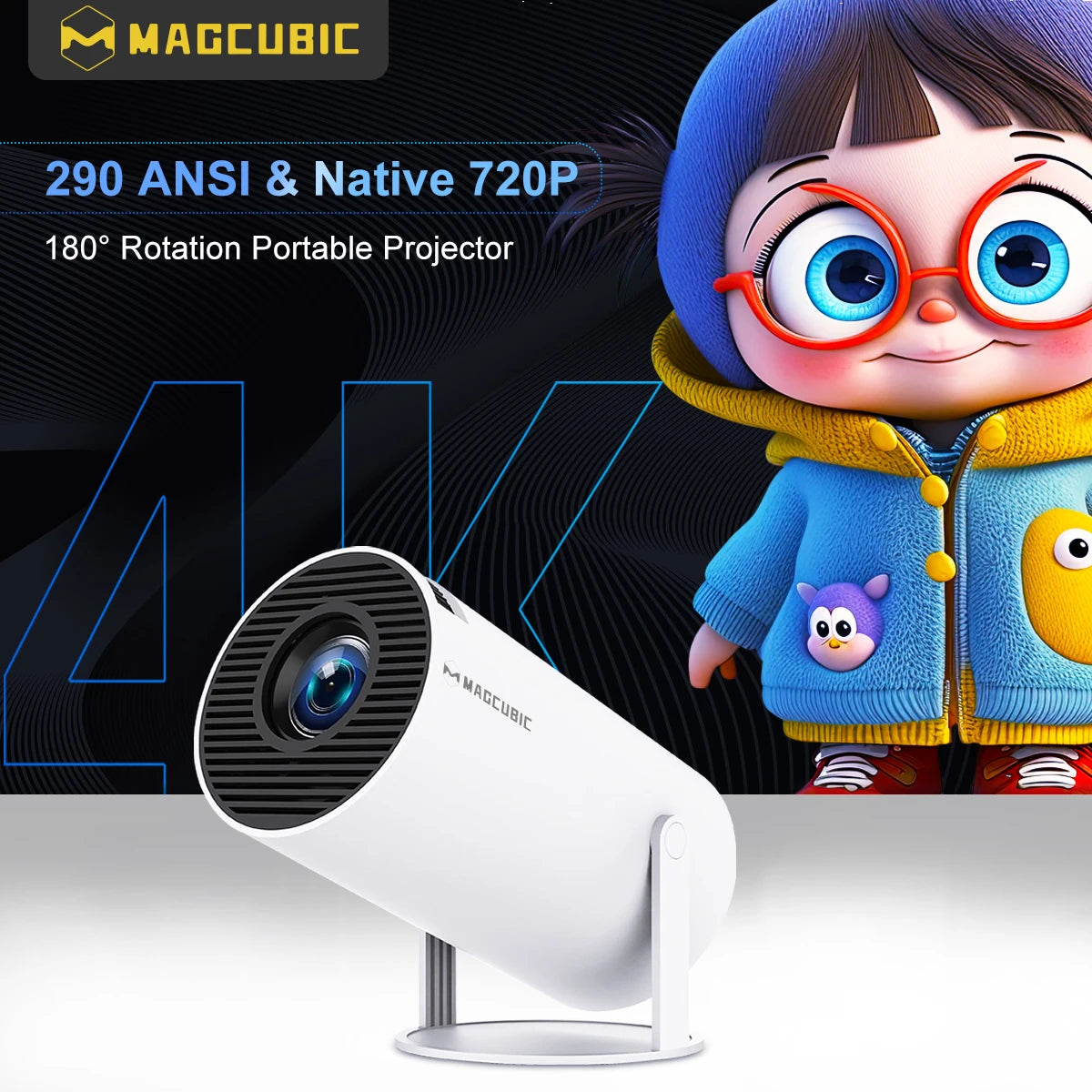 4K WiFi6 Portable Projector Android 11