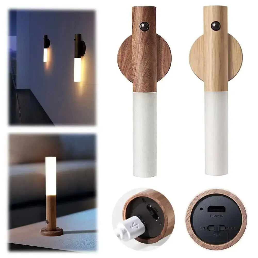 Intelligent Wooden Magnetic Suction Lamp LED Charging Night Light Staircase Corridor Bedroom Atmosphere Human Body Sensing Light