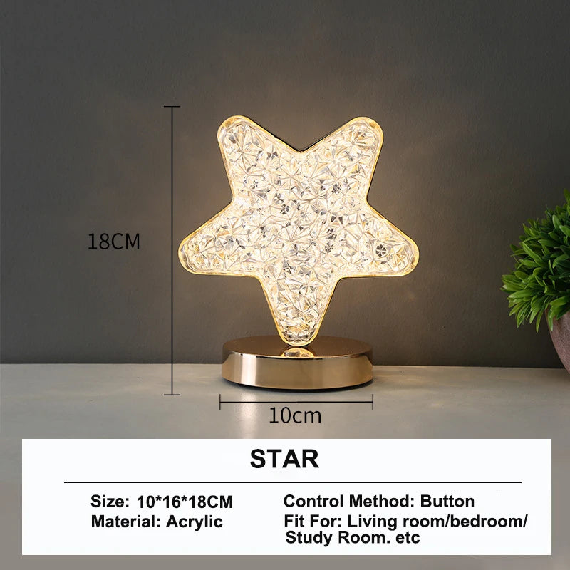 Touch Control 3D Crystal Night Light