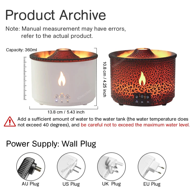 Volcano Flame Aromatherapy Humidifier Diffuser